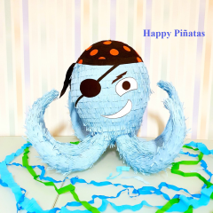 Kraken Piñata in Hellblau - Octopus Piraten Piñata.