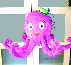 Lila Octopus Piñata mit Hut