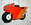 Motorrad-Pinata in orange und rot und Auspuff in Silber
